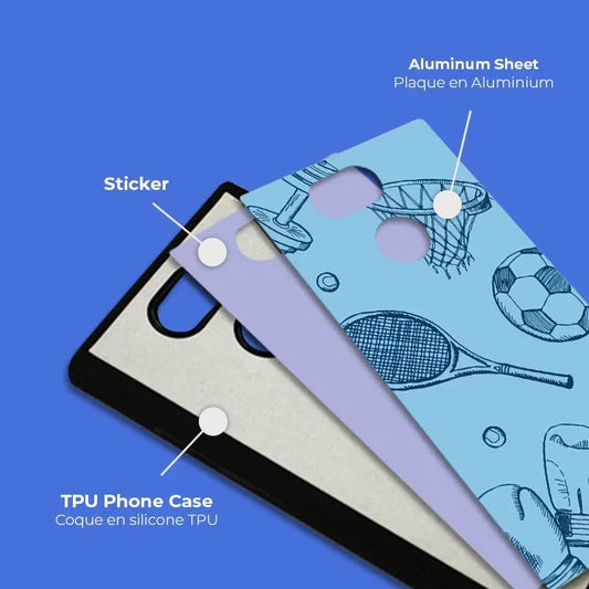 Coque sublimation 2D TPU pour Sony XPeria L3, L2. La plaque arrière en aluminium dédiée à la sublimation permet la personnalisation de la coque.