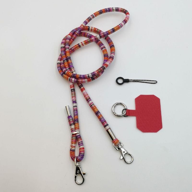 Cordon dans les tons violacés et rose universel pour n'importe quelle coque de téléphone