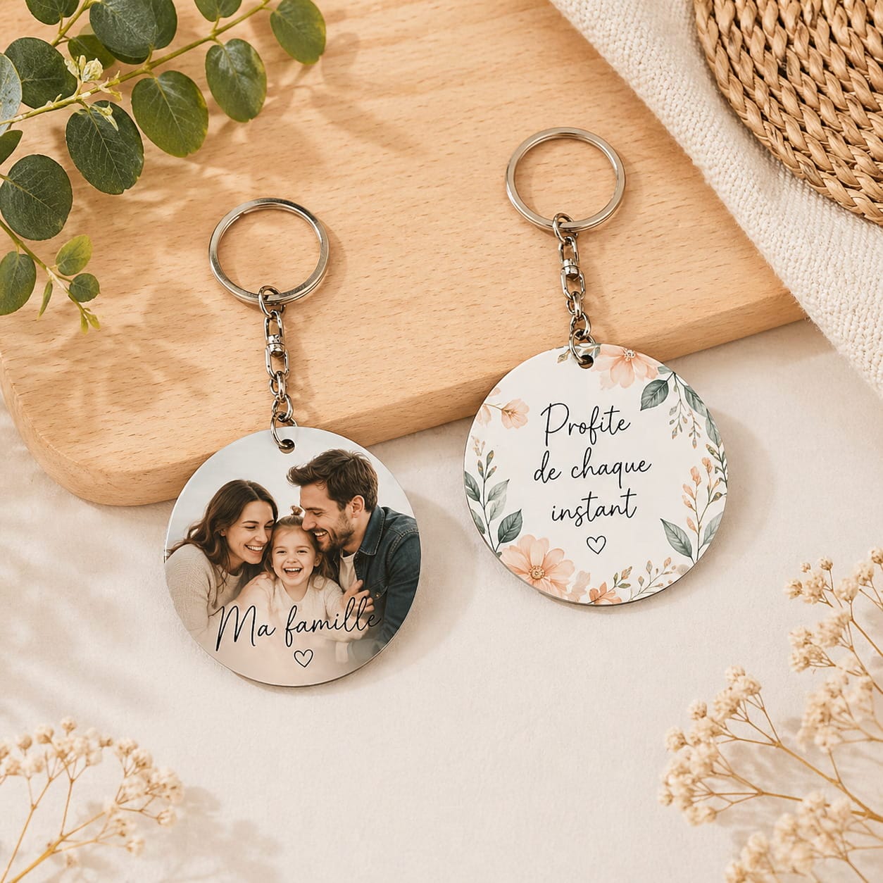 Coque sublimation Porte-Clé Rond / Recto/Verso Porte-clés en métal vierge à sublimation Porte-clés en métal vierge à sublimation