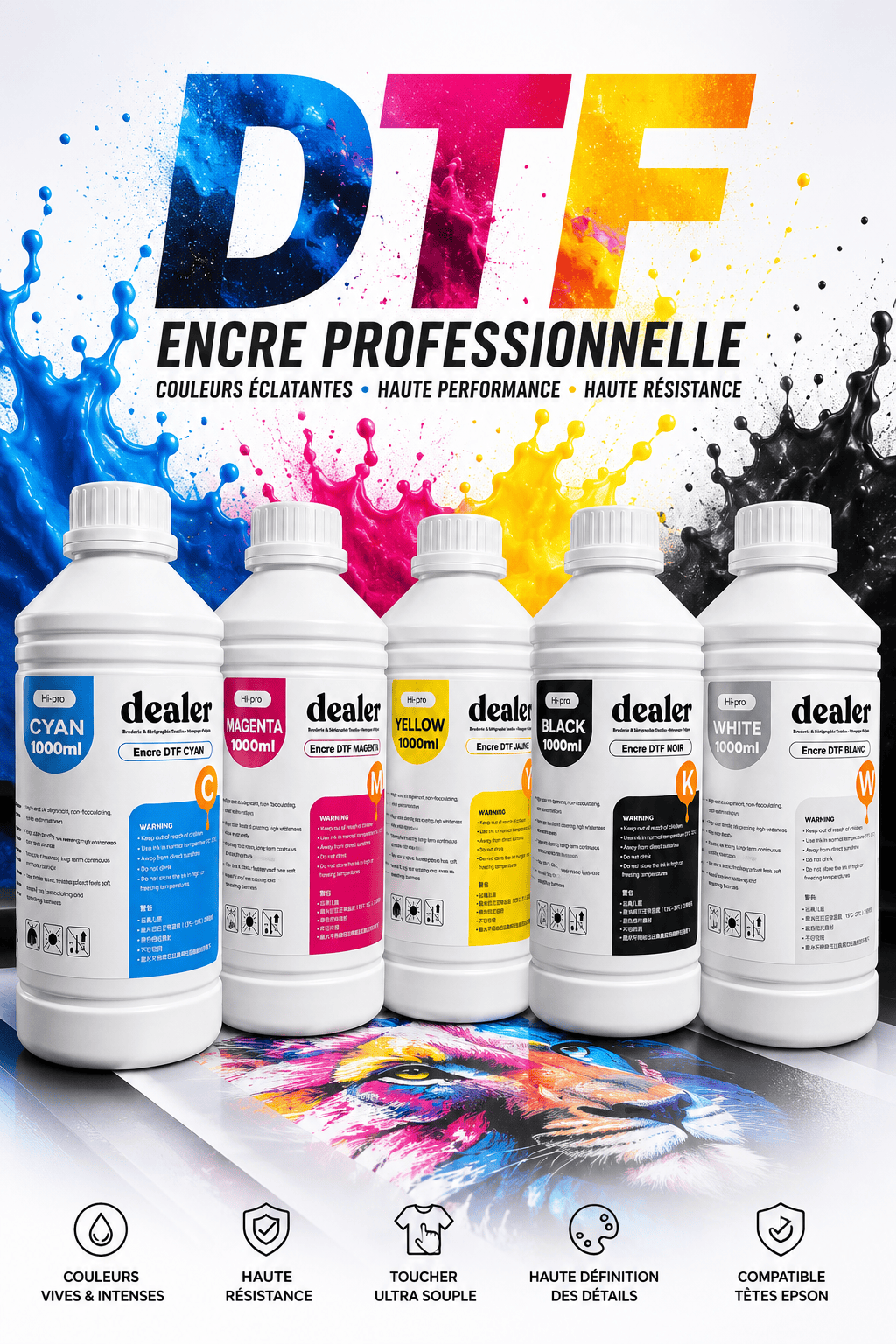 Coque Sublimation 1 Litre - Encre DTF Pro 1 Litre - Encre DTF Professionnelle – Couleurs haute densité & Résistant