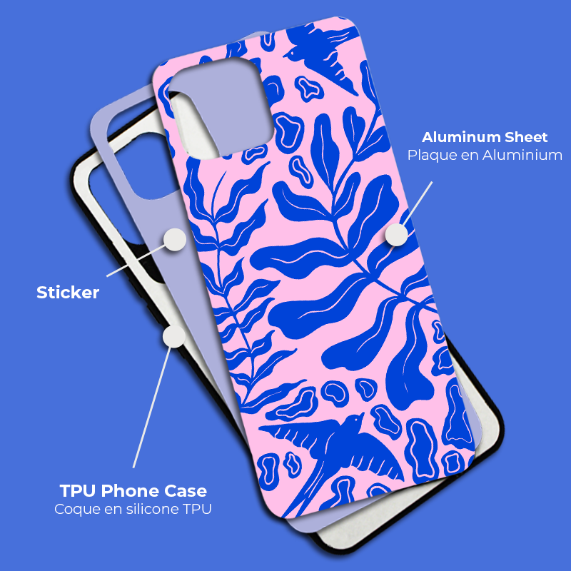 Coque sublimation 2D TPU pour Huawei Nova 8Pro, 8SE, 8,  7i, 5T . La plaque arrière en aluminium dédiée à la sublimation permet la personnalisation de la coque.