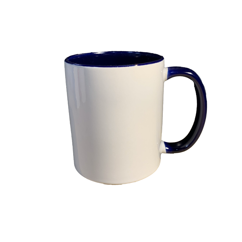 Taza de cerámica brillo sublimable bicolor con interior y asa en diferentes colores