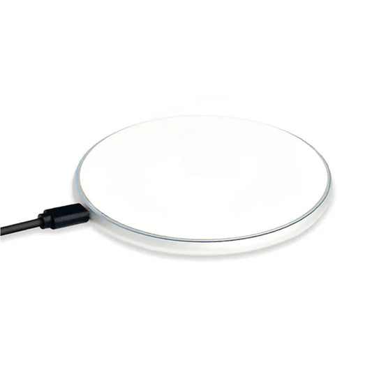 Chargeur blanc compatible MagSafe personnalisable grâce à une plaque en verre trempé