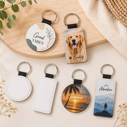 Coque-sublimation.fr Porte-Clé Porte-clés en cuir vierge à sublimation en similicuir Porte-clés en cuir vierge à sublimation en similicuir