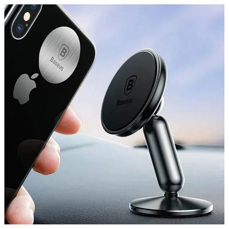 support auto magnétique compatible avec les coques de téléphone en silicone souples ou coques sublimables MagSafe. Le support auto se colle au tableau de bord
